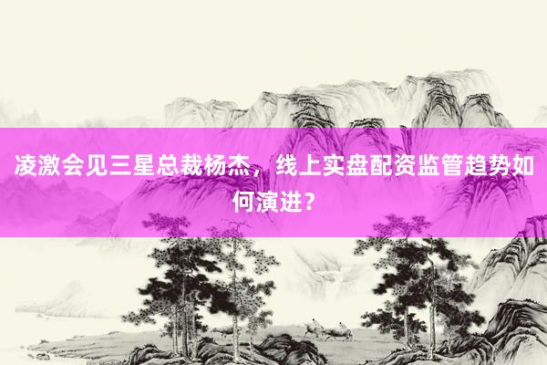 凌激会见三星总裁杨杰,线上实盘配资监管趋势如何演进?