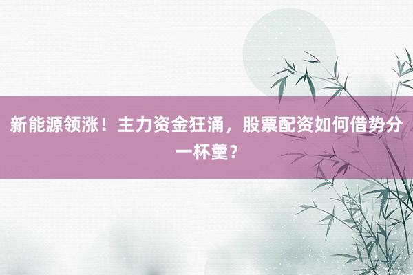 新能源领涨!主力资金狂涌,股票配资如何借势分一杯羹?