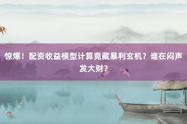 惊爆！配资收益模型计算竟藏暴利玄机？谁在闷声发大财？