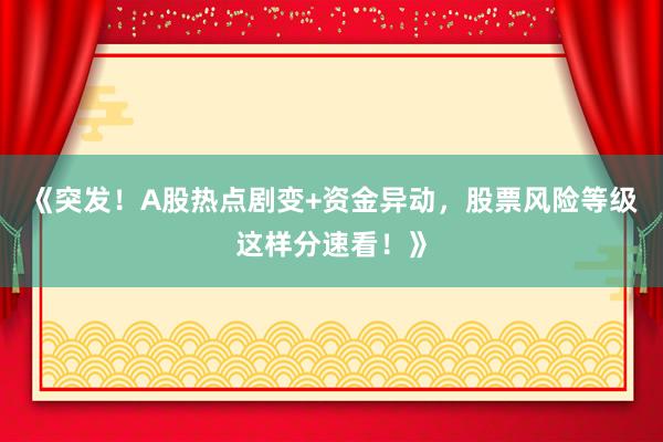 《突发!A股热点剧变+资金异动,股票风险等级这样分速看!》