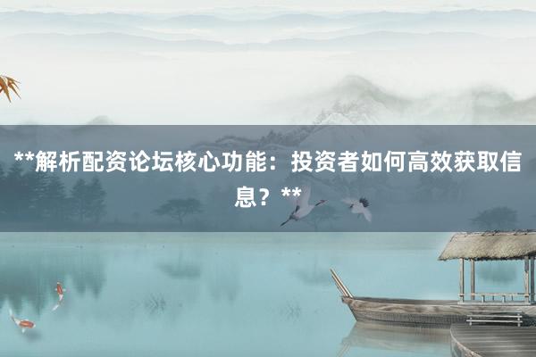 **解析配资论坛核心功能:投资者如何高效获取信息?**