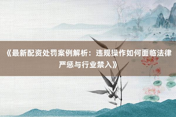 《最新配资处罚案例解析:违规操作如何面临法律严惩与行业禁入》