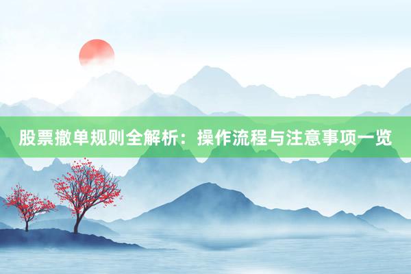 股票撤单规则全解析：操作流程与注意事项一览