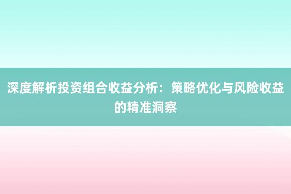 深度解析投资组合收益分析：策略优化与风险收益的精准洞察