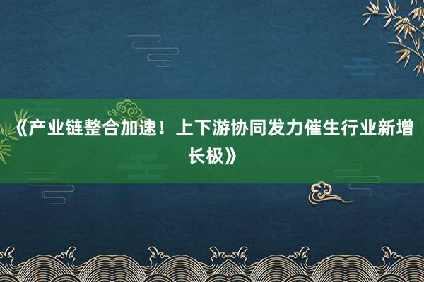 《产业链整合加速!上下游协同发力催生行业新增长极》