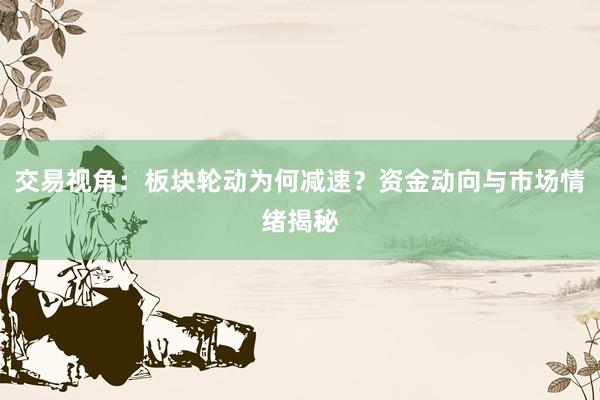 交易视角：板块轮动为何减速？资金动向与市场情绪揭秘