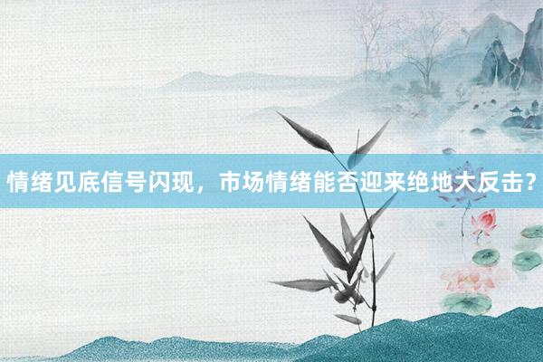 情绪见底信号闪现，市场情绪能否迎来绝地大反击？