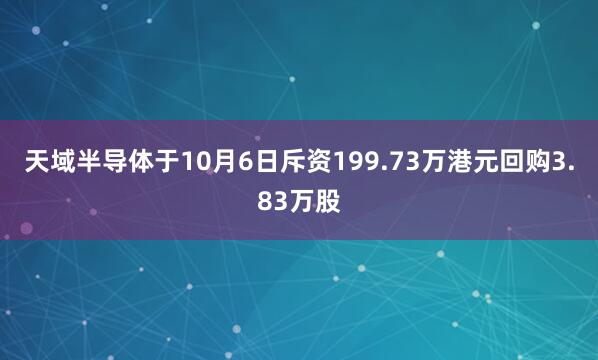 天域半导体于10月6日斥资199.73万港元回购3.83万股