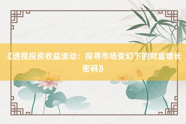 《透视投资收益波动：探寻市场变幻下的财富增长密码》