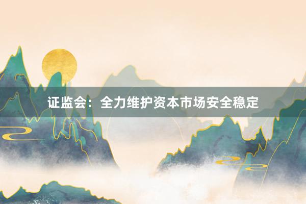证监会：全力维护资本市场安全稳定